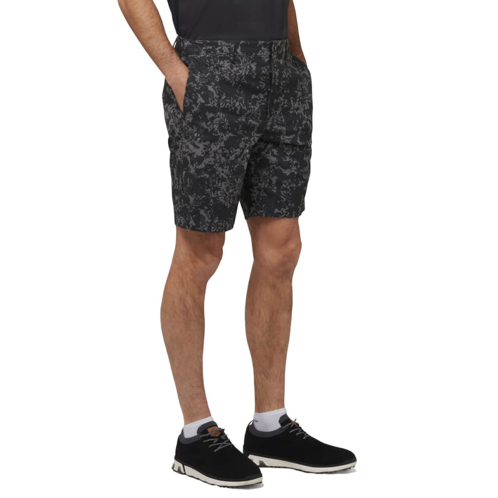 (30" Waist, Caviar) Callaway Golf Mens Camo Chev Print Recycled SwingTech Stretch Shorts