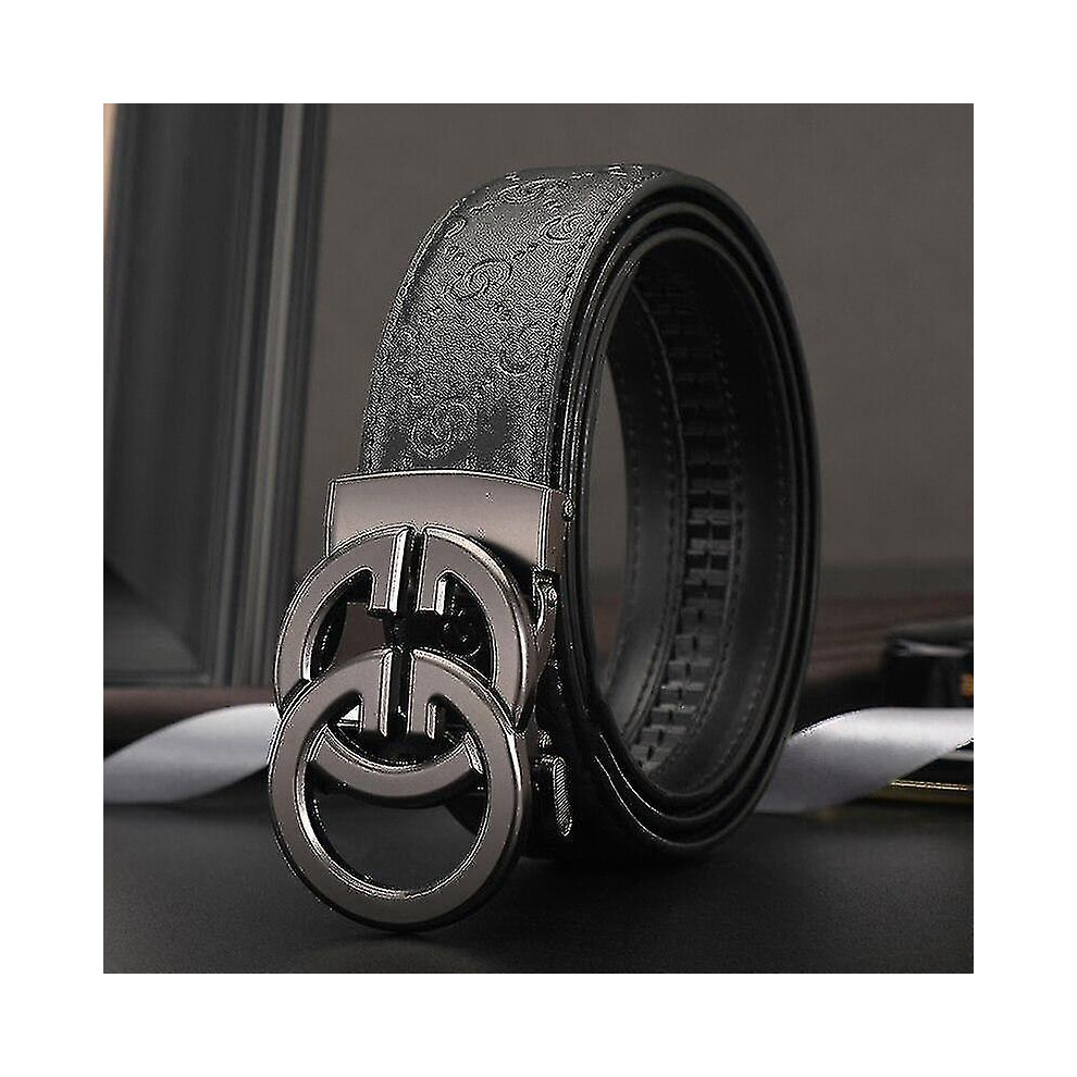(Black, 100cm) Luxury Men Belts Cowskin Genuine Leather Double G Letter Buckle Designers Belts For Men Famous Brand Dress Wedding Work Strap