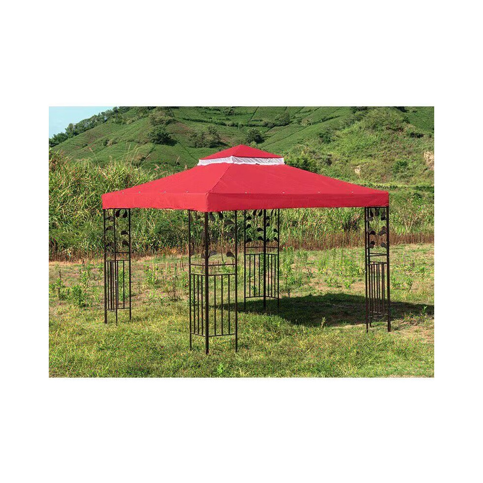 Gazebo Canopy Replacement Top Waterproof Cover - Outdoor Gazebo Canopy Cover - Double Tier UV30 Cover for Canopies, Garden, Patio, Yard Tent Red