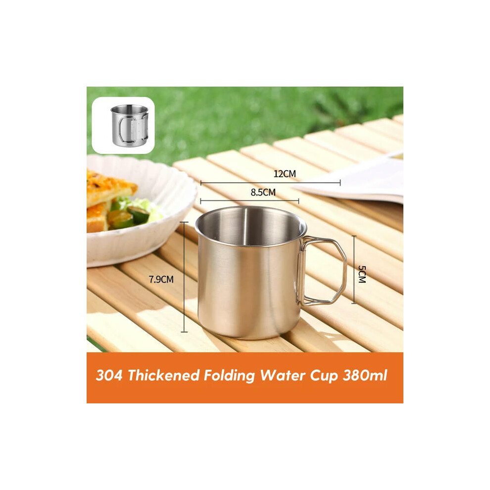 (380ml) Camping Folding Cup Set 304 Stainless Steel High Quality Portable Cup Picnic Drinkware Set Water Bottles Outdoor Folding Cup Set