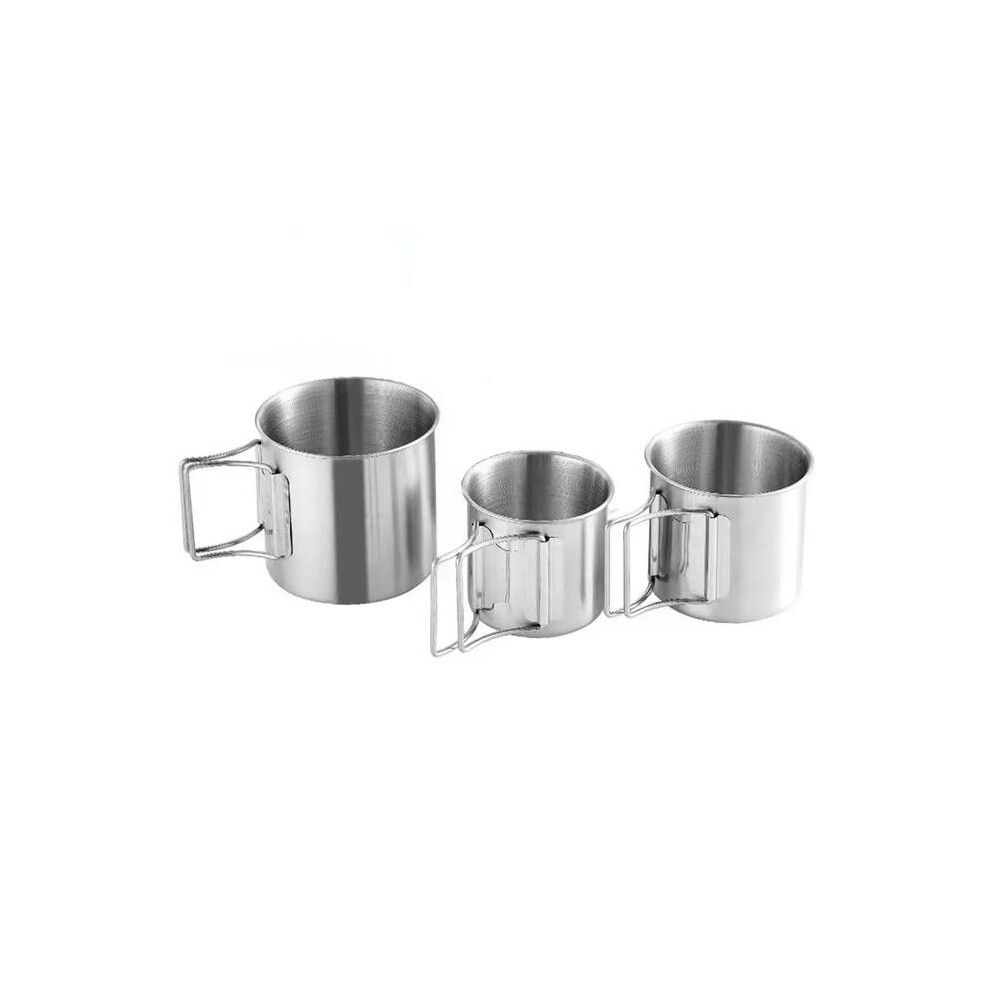 (3Pcs Set) Camping Folding Cup Set 304 Stainless Steel High Quality Portable Cup Picnic Drinkware Set Water Bottles Outdoor Folding Cup Set