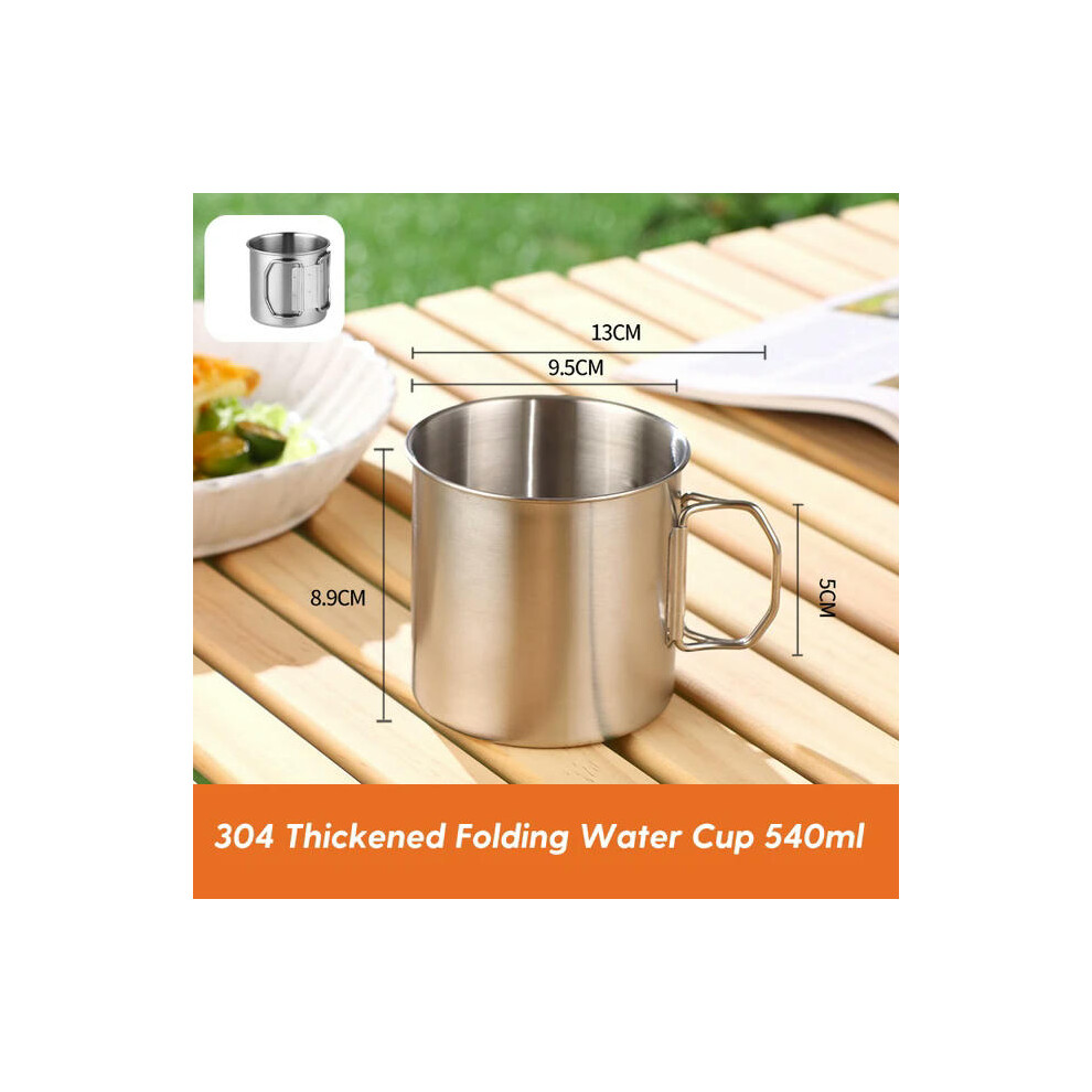 (540ml) Camping Folding Cup Set 304 Stainless Steel High Quality Portable Cup Picnic Drinkware Set Water Bottles Outdoor Folding Cup Set