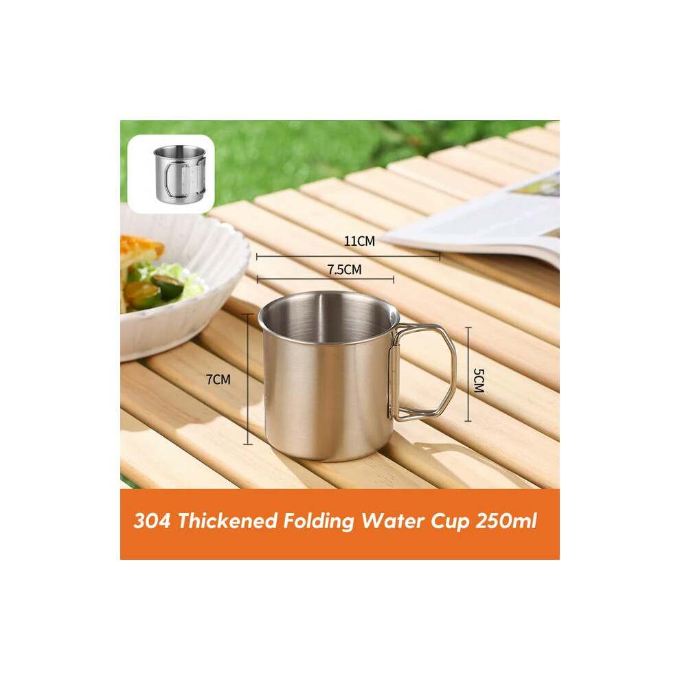 (250ml) Camping Folding Cup Set 304 Stainless Steel High Quality Portable Cup Picnic Drinkware Set Water Bottles Outdoor Folding Cup Set