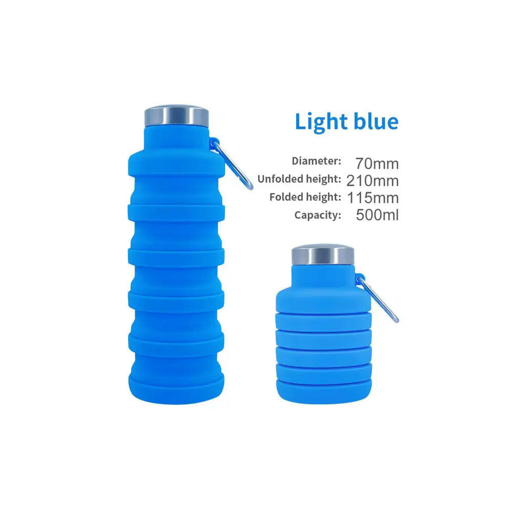 (Blue bottle) 1pc Collapsible Water Bottle, Reuseable BPA Free Silicone Foldable Bottles Portable Hiking Cup For Outdoor Mountaineering Tours