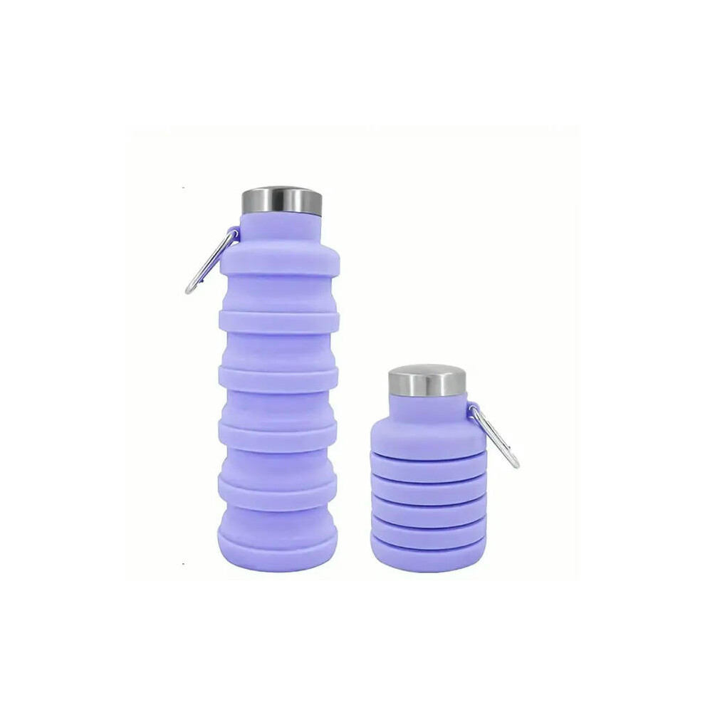 (Purple bottle) 1pc Collapsible Water Bottle, Reuseable BPA Free Silicone Foldable Bottles Portable Hiking Cup For Outdoor Mountaineering Tours