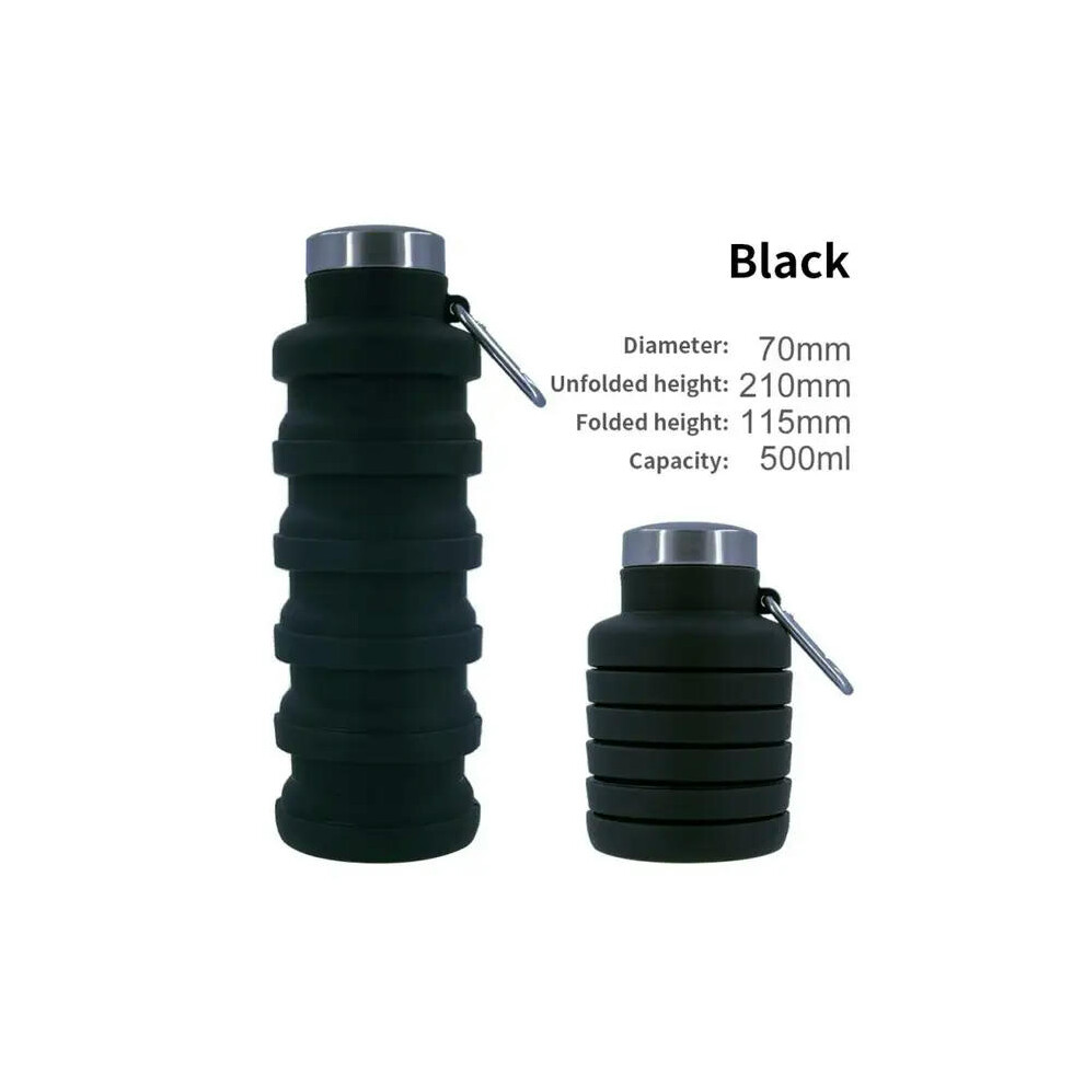 (Black bottle) 1pc Collapsible Water Bottle, Reuseable BPA Free Silicone Foldable Bottles Portable Hiking Cup For Outdoor Mountaineering Tours