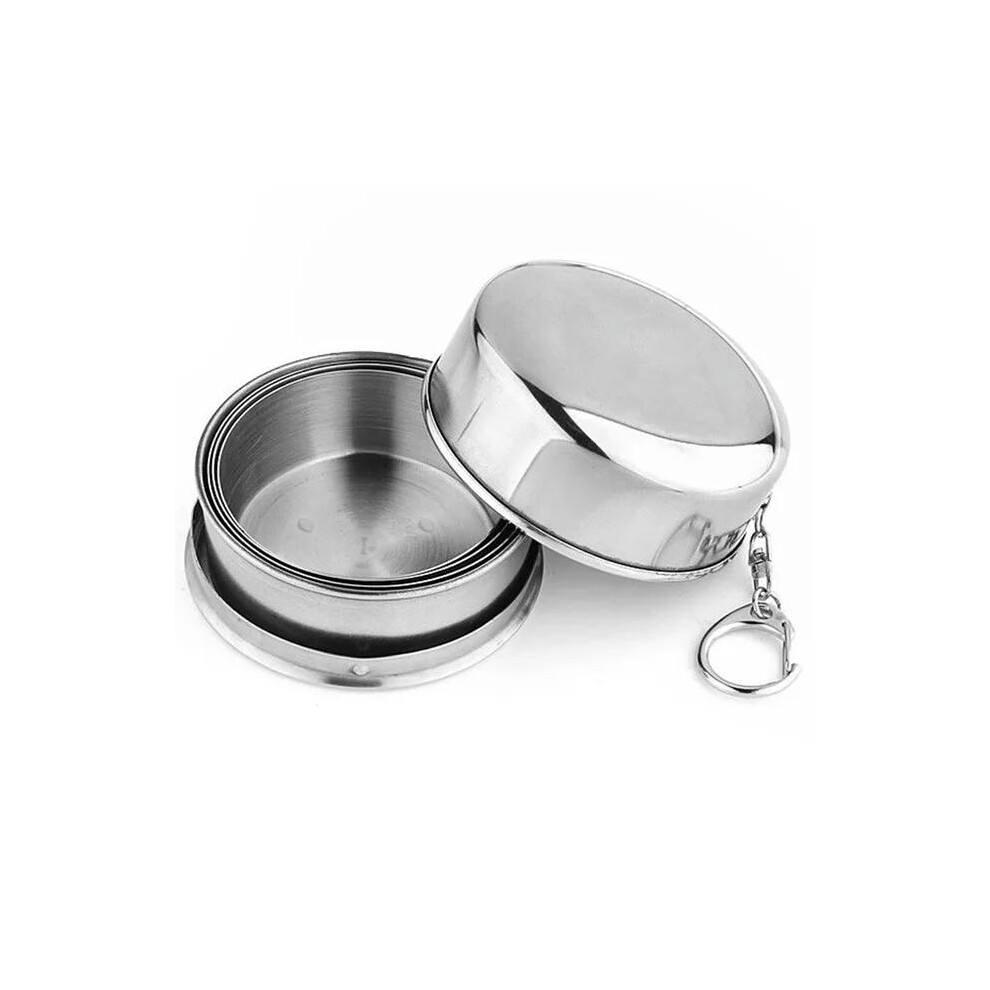 (Style C) Stainless Steel Folding Cup With Keychain Portable Retractable Telescopic Collapsible Cups Outdoor Water Drink Cup With Lid