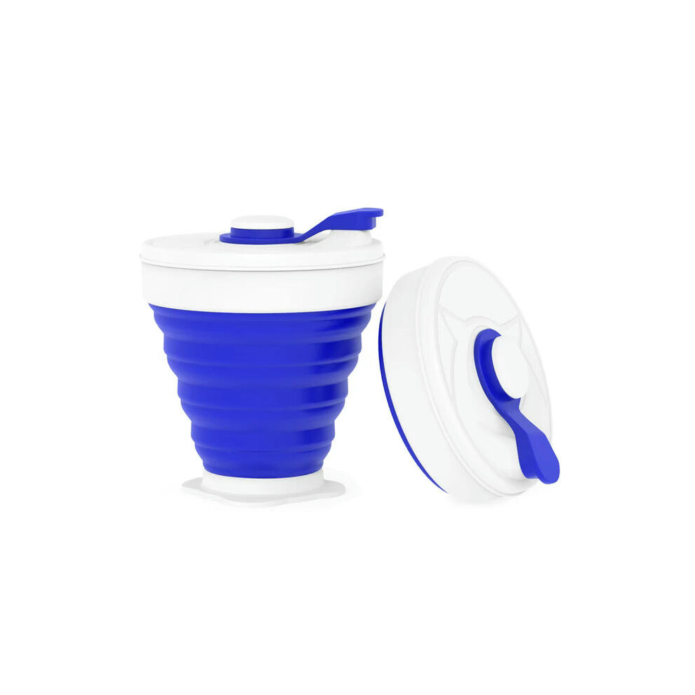 (model 3 blue) 350ML Silicone Folding Coffee Cups Portable Outdoors Travel Drinking Mug Collapsible Water Tea Cup