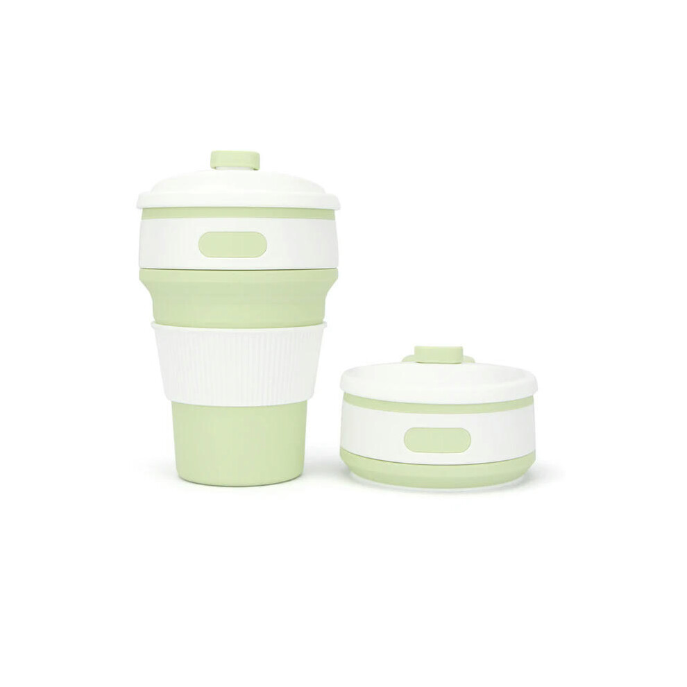 (model 2 green) 350ML Silicone Folding Coffee Cups Portable Outdoors Travel Drinking Mug Collapsible Water Tea Cup