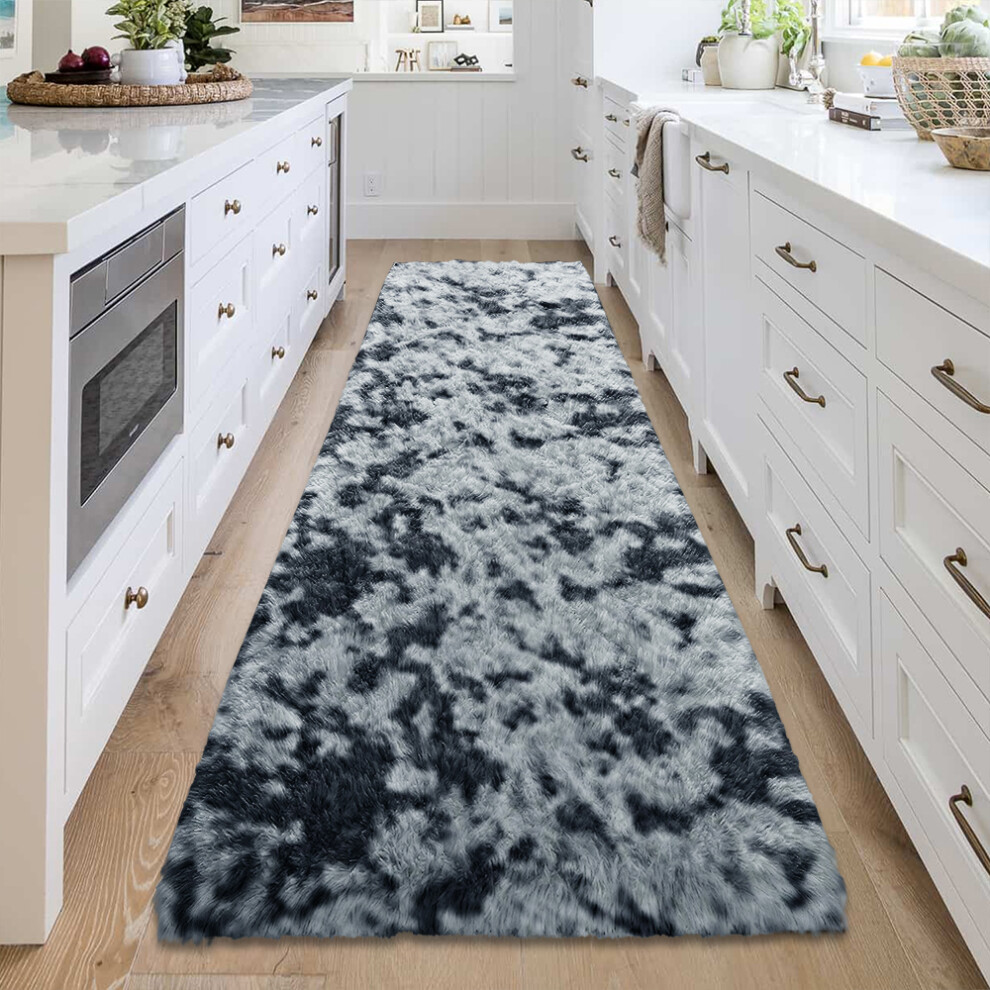 (Dark Grey, 60cm x 220cm (2ft x 7ft 3")) Large Shaggy Rug Thick Pile Door Mat Runner Carpet