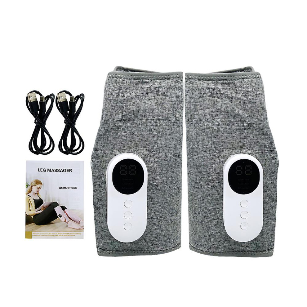 (Two Gray NO Box) Electric Leg Calf Massager Full Pressotherapy Air Pressure Leg Massage Airbag Vibration Slimming Muscle Pain Relief With Heat