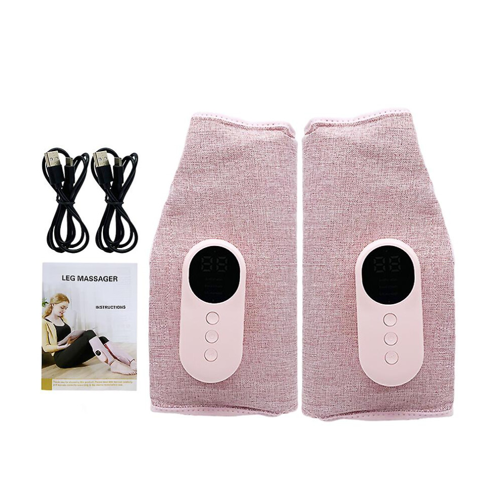 (Two Pink NO Box) Electric Leg Calf Massager Full Pressotherapy Air Pressure Leg Massage Airbag Vibration Slimming Muscle Pain Relief With Heat