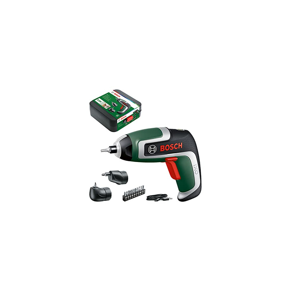 Bosch Home and Garden Compact Cordless Screwdriver IXO (7th Generation; 3.6V; 2.0Ah; 5.5Nm; Set incl. Angle-Screw and Off-Set Angle Attachments