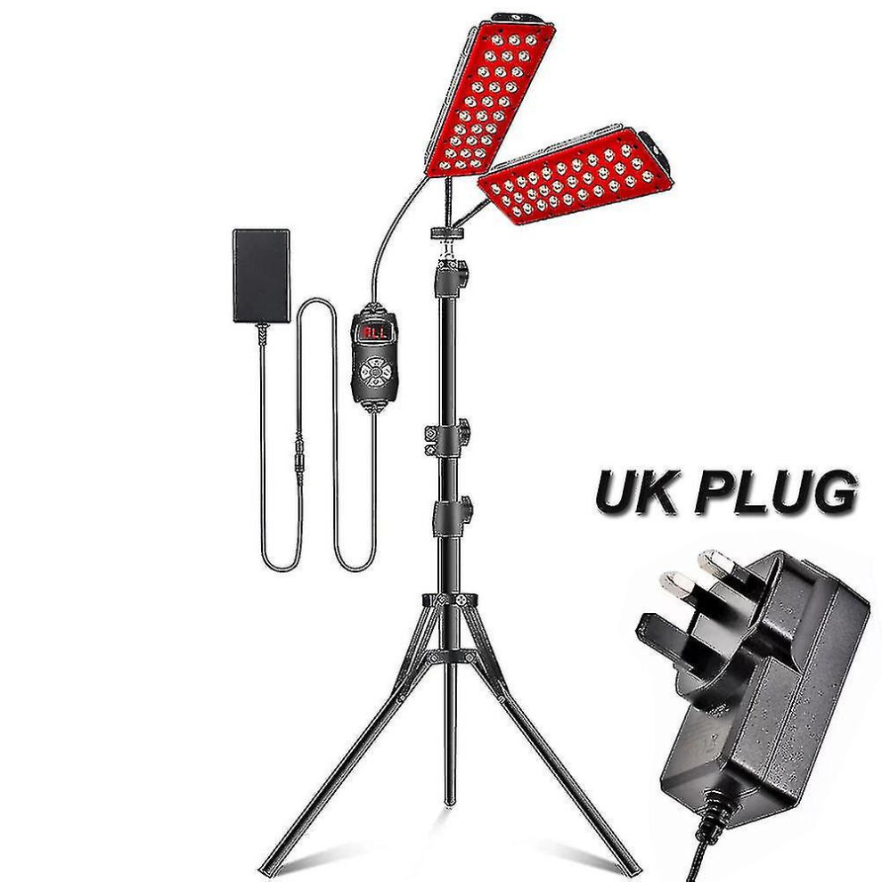 Red/Light (Uk Plug) Dual Head Infra Therapy Device With Adjustable Stand 660Nm