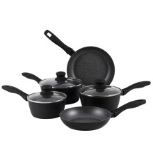 Russell Hobbs RH02814EU7 Metallic Marble Cooking Pan Set - Non-Stick 5 Piece Kitchen Cookware, 20/24cm Frying Pans, 16/18/20cm Saucepans