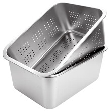 ASelected 2 PCS Washing Up Bowl & Strainer Bowl, 304 Stainless Steel Large Rectangular 10 Litre Colander Mixing Bowl Set, Washing Basin, Dishtub