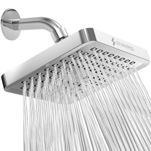 SparkPod Fixed Shower Head - High Pressure Rain - Luxury Modern Look - Easy No-Tool Installation - Perfect Adjustable Replacement