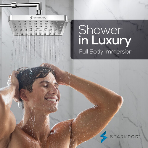 SparkPod Fixed Shower Head - High Pressure Rain - Luxury Modern Look - Easy No-Tool Installation - Perfect Adjustable Replacement 2