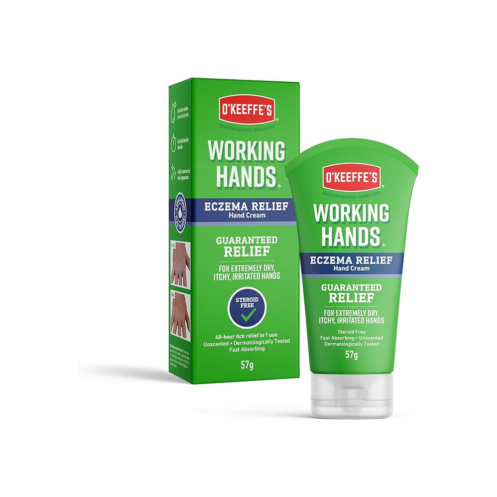 Working Hands Eczema Relief Hand Cream 57g For Extremely Dry Itchy Irritated Hands Steroid Free Dermatologically Tested with 48hour itch relief 1 use