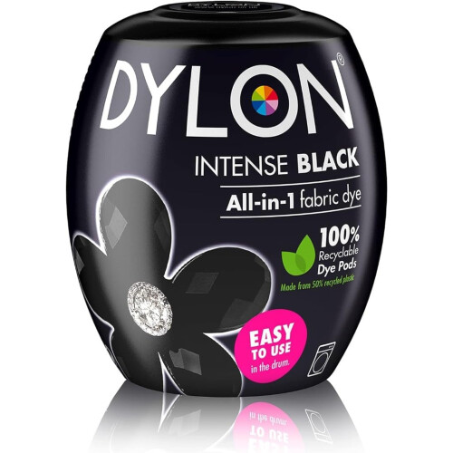 Dylon Dylon Washing Machine Fabric Dye Pod Intense Black, 350g, Packaging May Vary