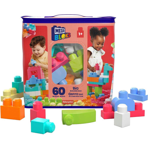 MEGA MEGA Bloks DCH54 Big Building Bag, Pink, 60 Pieces