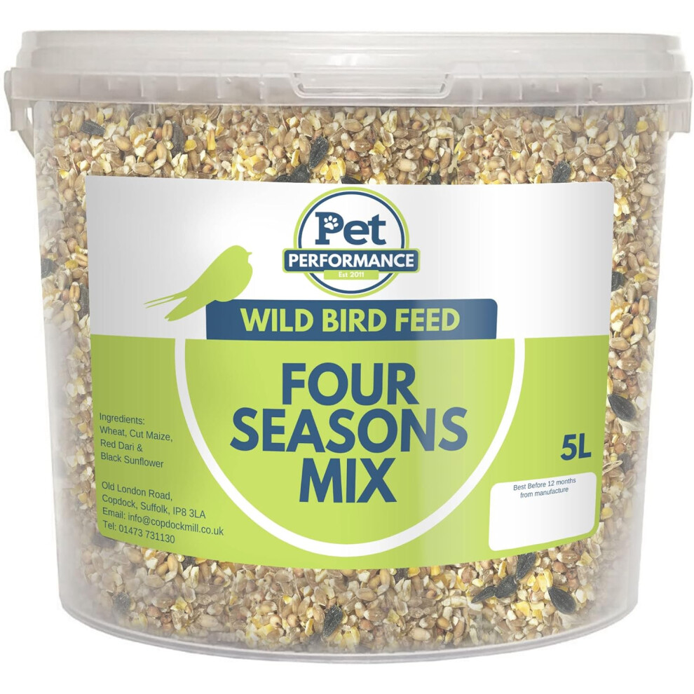 Pet Performance Wild Bird Four Seasons Mix 5 Litre Tub , All Year-Round Wild Bird Seed ,100% Natural Ingredients, Suitable for All Wild Bird Species