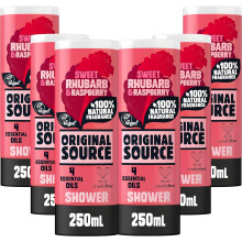 Original Source Rhubarb and Raspberry Shower Gel, 100 Percent Natural Fragrance, Vegan, Cruelty Free, Paraben Free, Bulk Buy, Pack of 6 x 250 ml