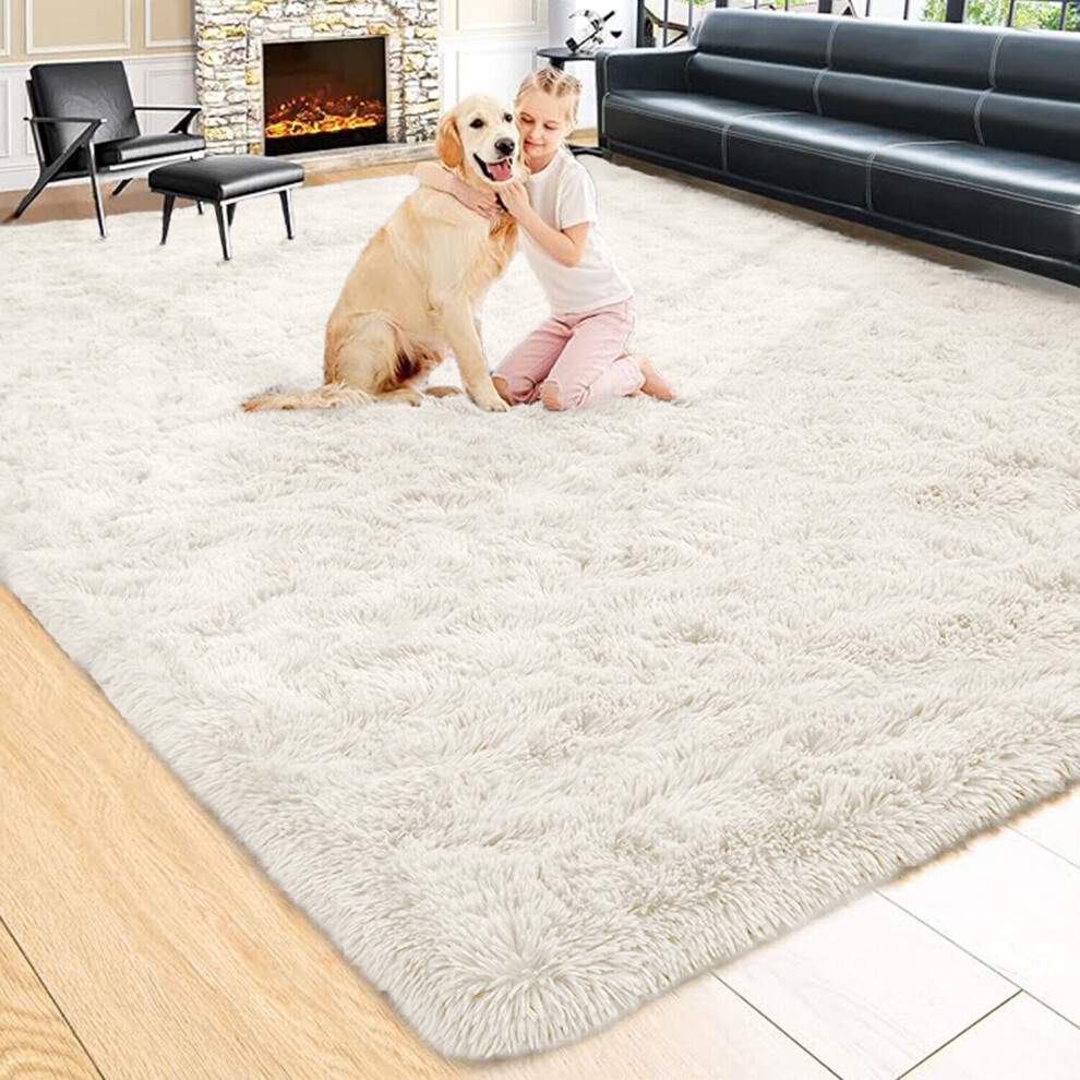 (CREAM, 200X290 CM) Extra Large Rugs Fluffy Shaggy Living Room Rug