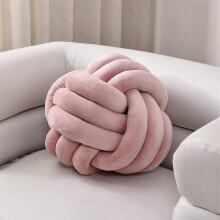 (Pink, 20CM) Knot Ball Throw Pillow, Round Knotted Plush Cushion Accent Pillow For Preppy