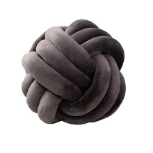 (Dark Grey, 27CM) Knot Ball Throw Pillow, Round Knotted Plush Cushion Accent Pillow For Preppy