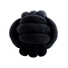 (Black, 27CM) Knot Ball Throw Pillow, Round Knotted Plush Cushion Accent Pillow For Preppy