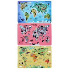 Kids Placemats Animal World Map Educational Children Dining Mats 3PC