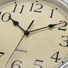 (silver) Silent No Tick Round Retro Quartz Clock Wall Clock (12 Inches)