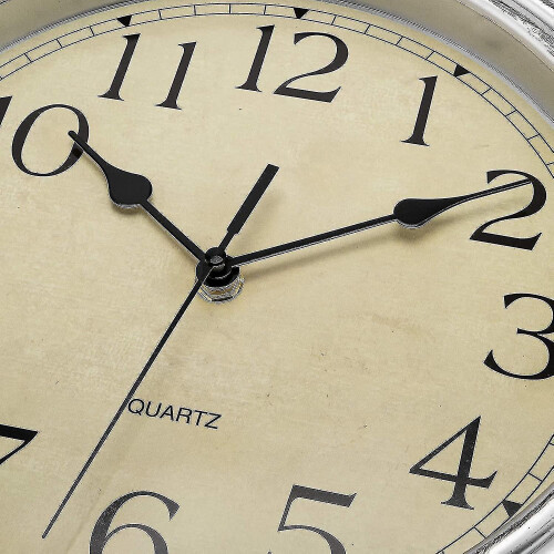 (silver) Silent No Tick Round Retro Quartz Clock Wall Clock (12 Inches)