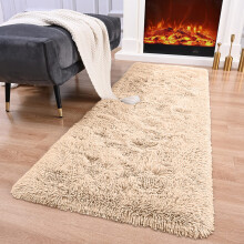 (80cm x 150cm (2ft 8" x 5ft)- Large Runner Carpet Rug, Beige Carpet Rug) Fluffy Shaggy Rugs Living Room Hallway Runner