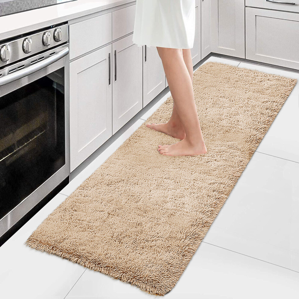 Supreme Bedding Ltd (60Cm X 220Cm (2Ft X 7Ft 7")- Runner Carpet Rug, Beige Carpet Rug) Fluffy Shaggy Rugs Living Room Hallway Runner Cream