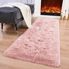 (80cm x 150cm (2ft 8" x 5ft)- Large Runner Carpet Rug, Pink Carpet Rug) Fluffy Shaggy Rugs Living Room Hallway Runner