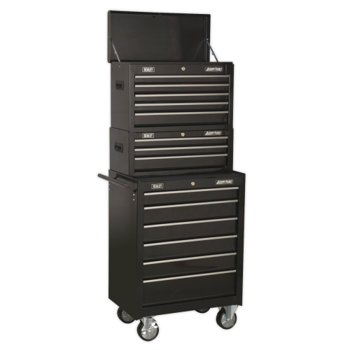 Sealey SEALEY - AP22BSTACK Topchest, Mid-Box & Rollcab 14 Drawer Stack - Black