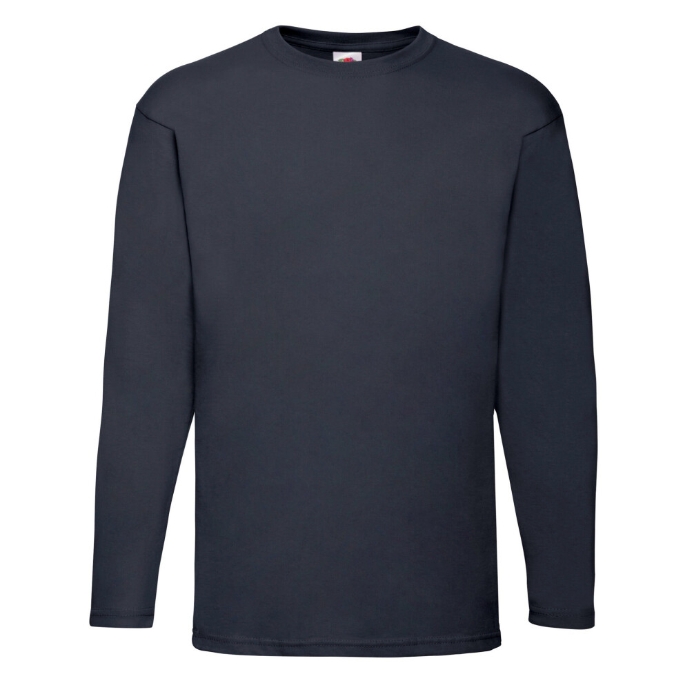 (S, Deep Navy) Fruit of the Loom Mens Valueweight Long-Sleeved T-Shirt