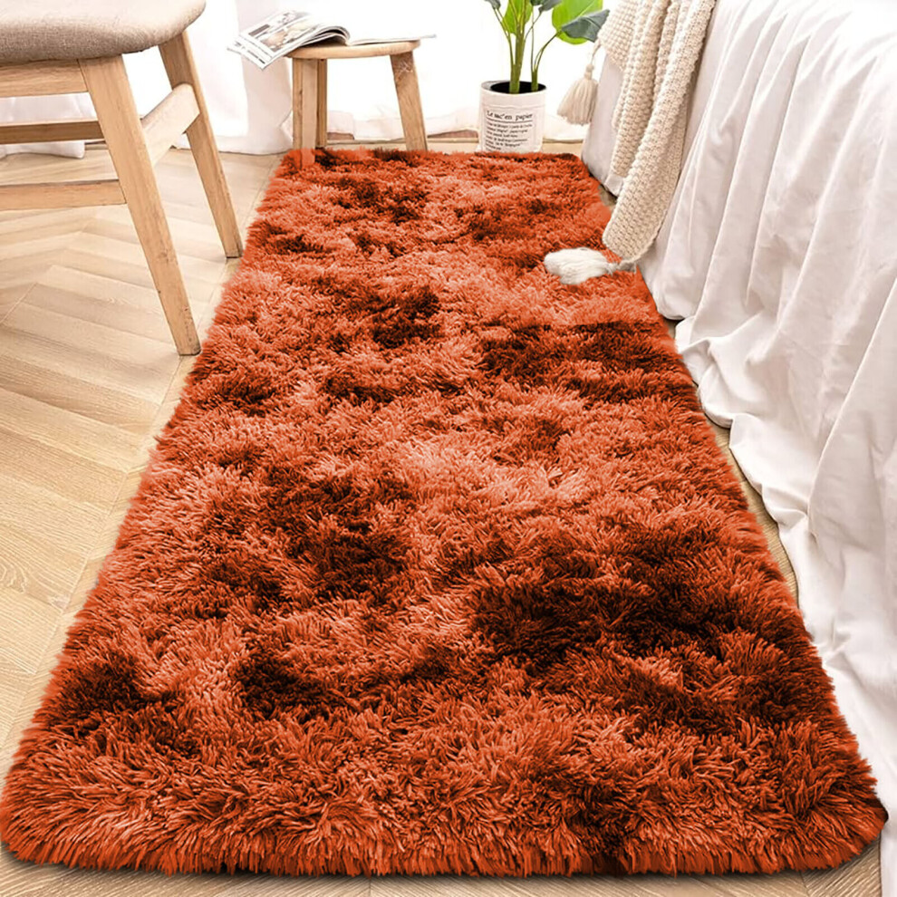 (60cm x 220cm (2ft x 7ft 7")- Runner Carpet Rug, Orange Carpet Rug) Kitchen Hallway Runner Rugs Soft Pile Shaggy Rug