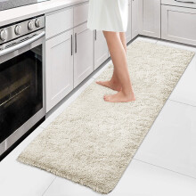 (60cm x 220cm (2ft x 7ft 7")- Runner Carpet Rug, Cream Carpet Rug) Fluffy Shaggy Rugs Living Room Hallway Runner