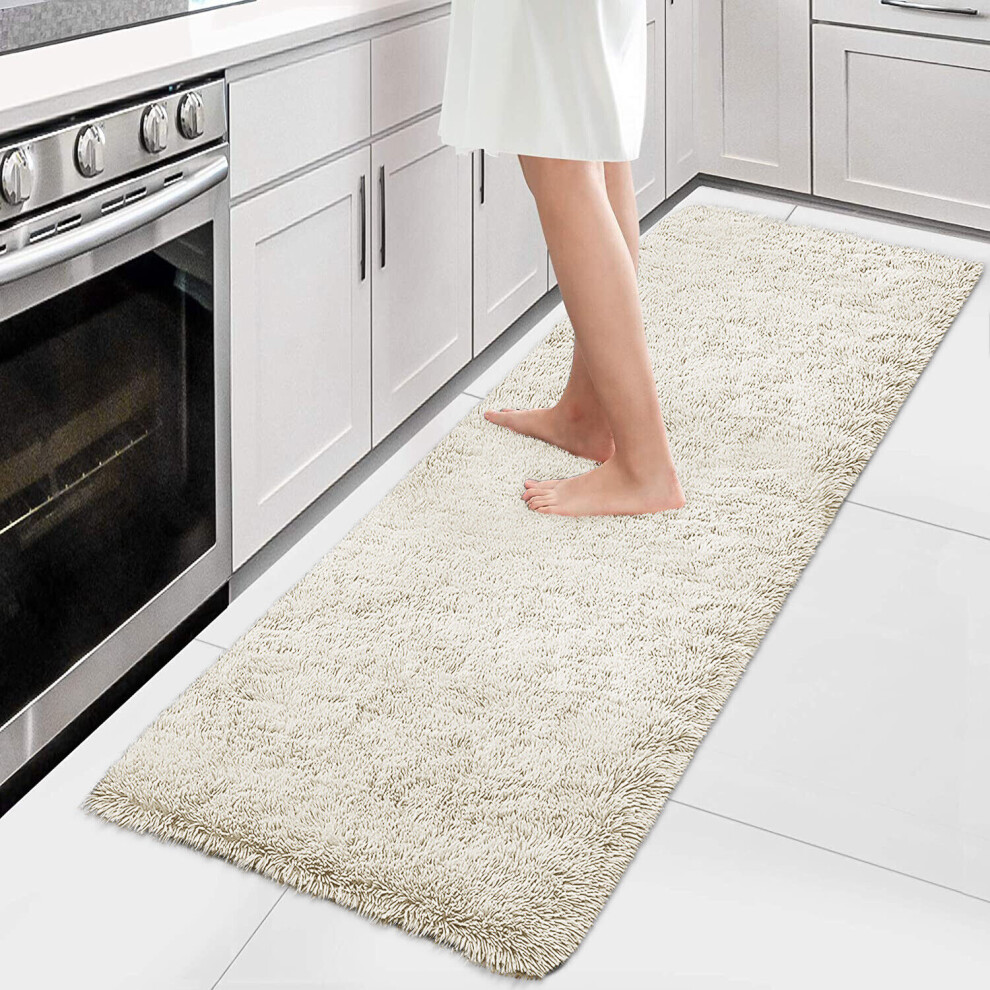 Supreme Bedding Ltd (60Cm X 220Cm (2Ft X 7Ft 7")- Runner Carpet Rug, Carpet Rug) Fluffy Shaggy Rugs Living Room Hallway Runner Cream