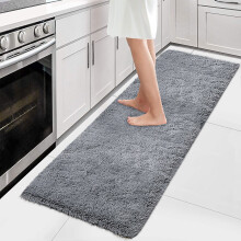 (60cm x 220cm (2ft x 7ft 7")- Runner Carpet Rug, Light Grey/ Silver Carpet Rug) Fluffy Shaggy Rugs Living Room Hallway Runner