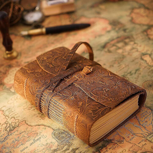Leather Journal Embossed Handmade Travel Diary Vintage Writing Bound Notebook 2
