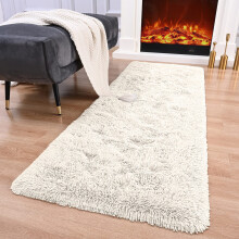 (80cm x 150cm (2ft 8" x 5ft)- Large Runner Carpet Rug, Cream Carpet Rug) Fluffy Shaggy Rugs Living Room Hallway Runner