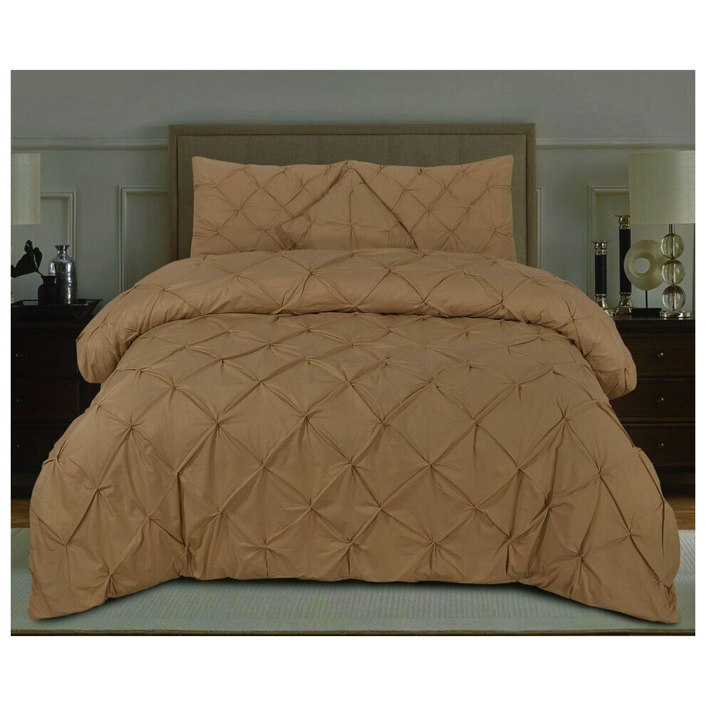 (Latte-Beige, Super King) Luxury Quilt Diamond Pintuck Duvet Cover Set