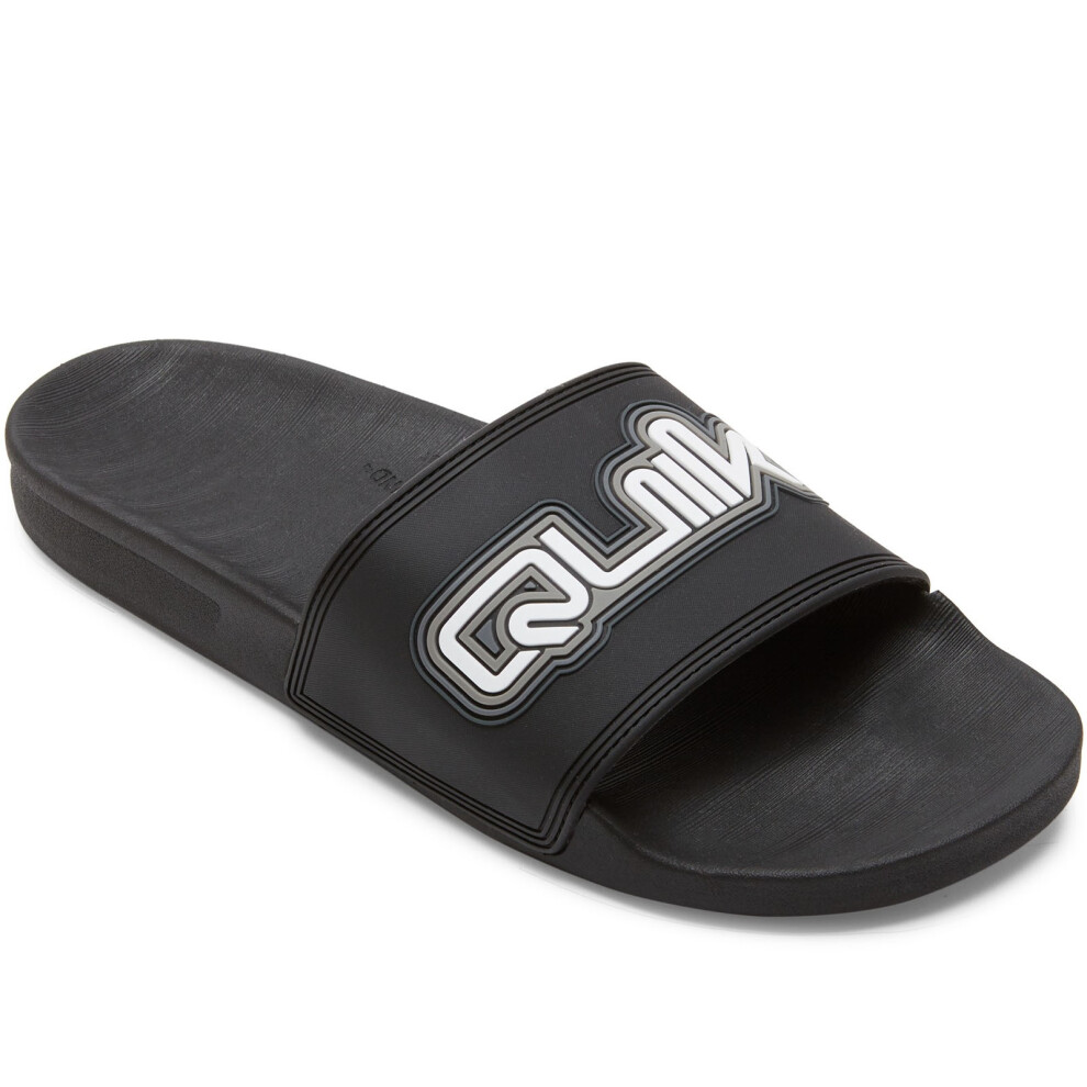 (13, Black) Quiksilver Mens Rivi Summer Beach Pool Flip Flops Slides Sliders