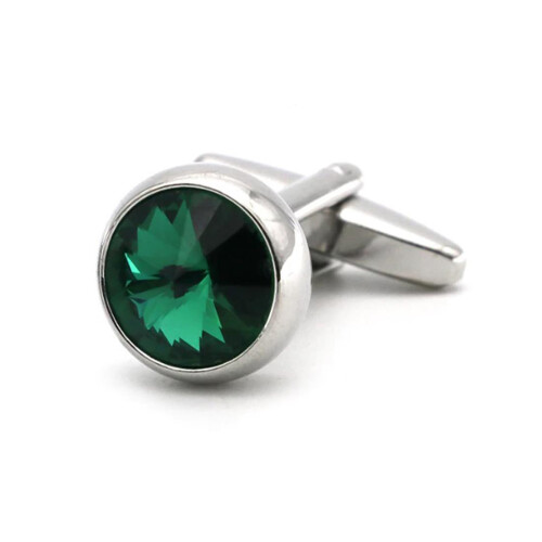 Charles William Elegant Silver Emerald Green Cufflinks with Shards 2