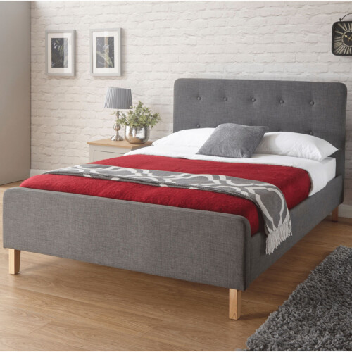 Home Source Home Source Ashbourne Fabric Upholstered Low End Bed Frame - Grey
