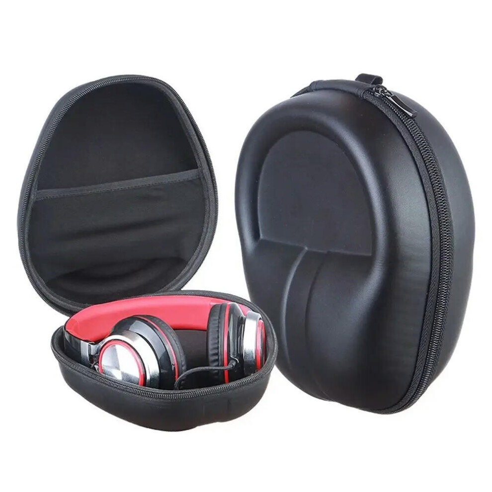 (Black) Full Protection Headset Box Earphone Case Shockproof Hard Shell Case Headphone Pouch Hard Box Storage Bag Headphone Case